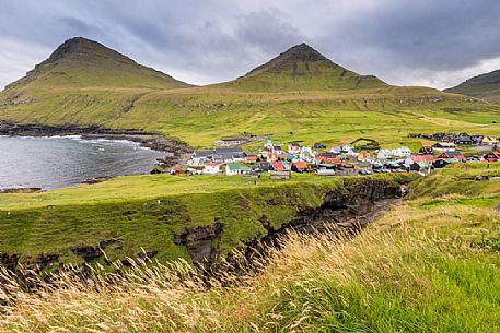 Gjógv Village, Eysturoy Island, Faeroe islands, Denmark, Europe Gjógv Village, Eysturoy Island, Faeroe islands, Denmark, Europe