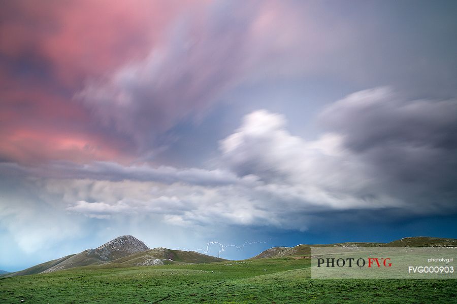 Thunderstorm in the mountains of Campo Imperatore. Gran Sasso national park