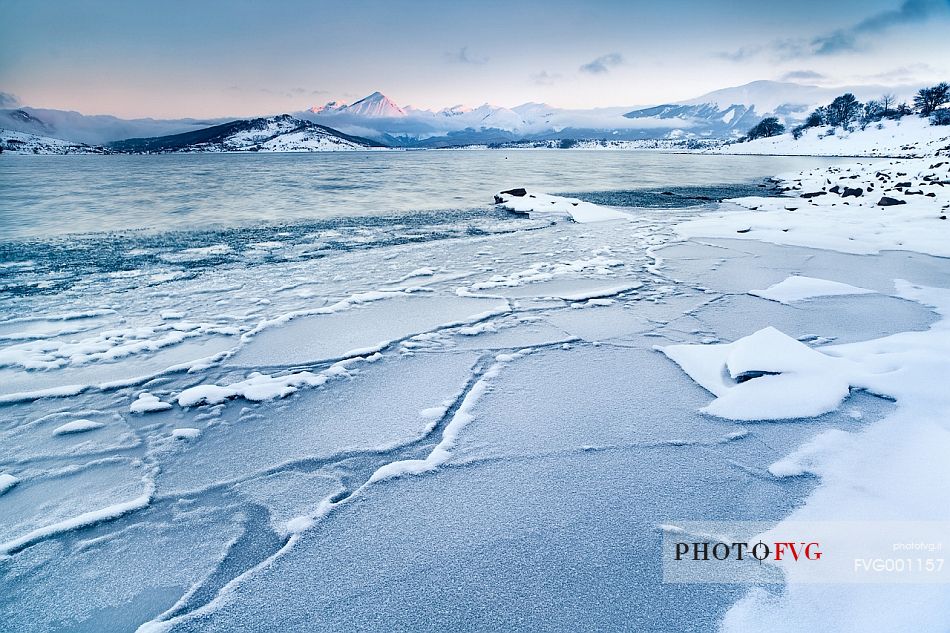 Arctic landscape at Campotosto Lake.  During the coldest winters the lake can freeze completely