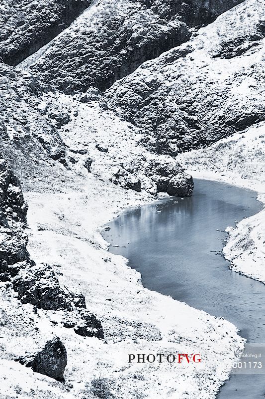 A deep gorge in the plain of Campo Imperatore, carved by water and snow from Mount Prena. Dry in summer, in autumn and spring is often invaded by a stream, Gran Sasso national park