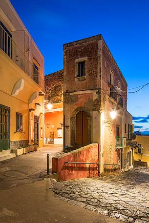 Old houses in Ventotene in the twilight