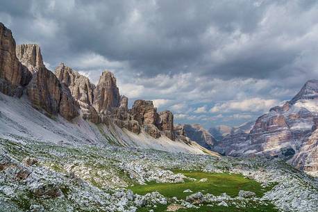 View from Tofane mountain, dolomites, Italy