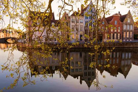 The typical houses in the old town of Bruges, Belgium