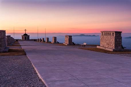 First world war memorial, sunrise from Cima Grappa mount, Crespano del Grappa, Italy