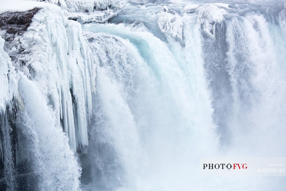 Detail of waterfalls Godafoss in northern Iceland.