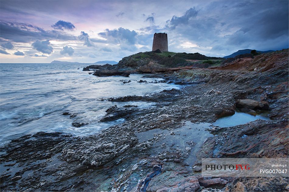 The ancient Spanish watchtower of Piscinn, Teulada, Sulcis-Iglesiente, Sardinia, Italy