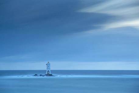 Isle of Sant'antioco. Location Mangiabarche with its typical small and famous lighthouse