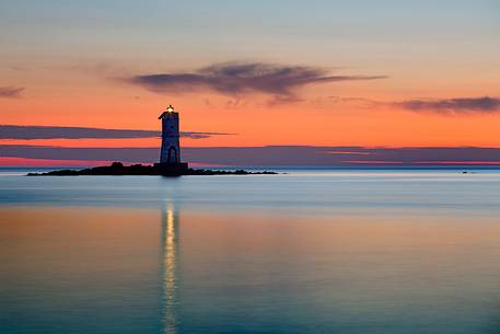 Isle of Sant'antioco. Location Mangiabarche with its typical small and famous lighthouse