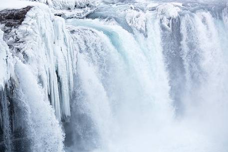 Detail of waterfalls Godafoss in northern Iceland.