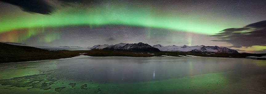 Aurora Borealis in Jokulsarlon lagoon