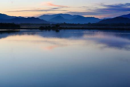 The pond of Colostrai in the sardinian Sarrabus at sunset