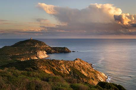 Capo Malfatano at sunset, Teulada, Sulcis-Iglesiente, Sardinia south west coast, Italy