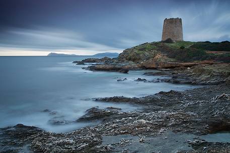 The ancient Spanish watchtower of Piscinn, Teulada, Sulcis-Iglesiente, Sardinia, Italy