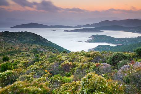 A beautiful seascape sunset near Chia, Capo Spartivento, Sulcis-Iglesiente, Sardinia