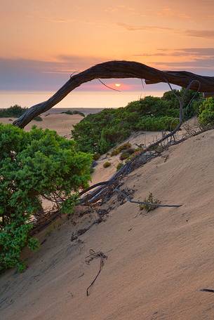 Sunset in the sardinian desert of Piscinas, Arbus, Sardinia