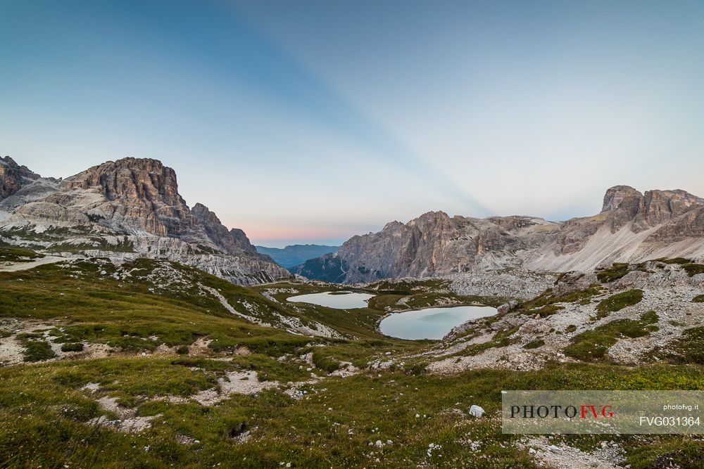 The Laghi dei Piani lake near Tre Cime di Lavaredo peak, Sexten Dolomites, Tre Cime natural park, Italy