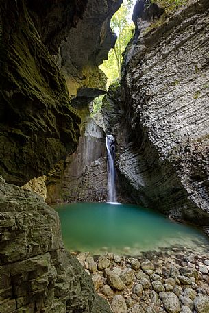 Kozjak Waterfall, Kobarid, Caportetto, Slovenia, Europe.