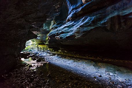 Path inside the Green Caves of Pradis, Clauzetto, Friuli Venezia Giulia, Italy.
