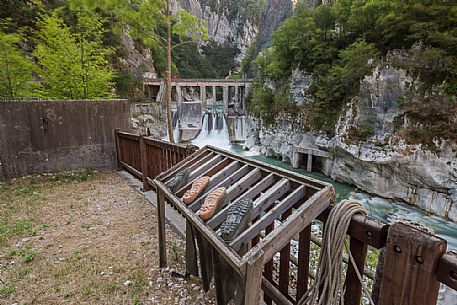 Hydroelectric power plant in the Cellina natural Reserve, Friulane dolomites, Friuli Venezia Giulia, Italy.