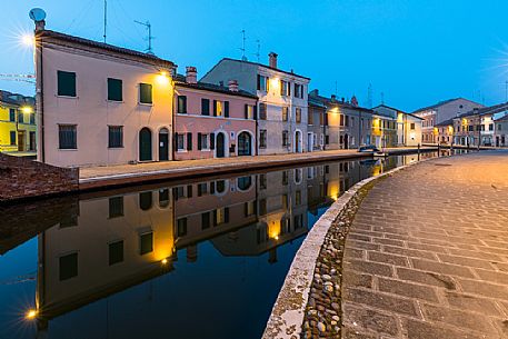 Comacchio town at twilight, Ferrara, Emilia Romagna, Italy