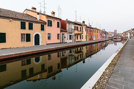 Typical houses in Comacchio town, Ferrara, Emilia Romagna, Italy
