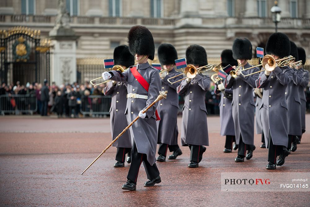 The changing of the guard ceremony at Buckingham Palace is the most popular visitor attraction in London, England, United Kingdom, Europe