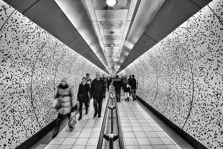 In the tube through the platforms, subway in London, England, United Kingdom, Europe