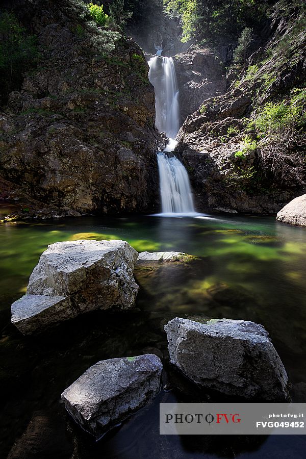 Long exposure at the Mesano waterfall, Aspromonte national park, Calabria, Italy, Europe