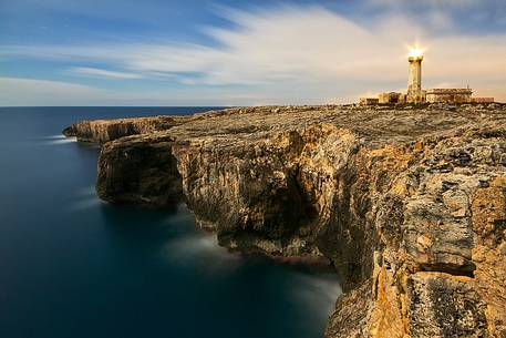 The lighthouse on the cliffs of Capo Murro di Porco, Plemmirio Natural Reserve