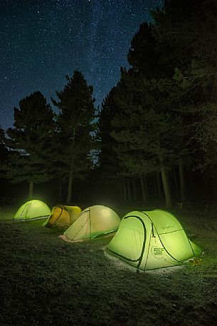 Night camping in the Aspromonte National Park, Calabria