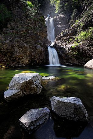 Long exposure at the Mesano waterfall, Aspromonte national park, Calabria, Italy, Europe