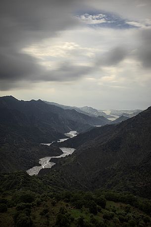 Overview of Amendolea fiumara river, Aspromonte national park, Calabria, Italy, Europe