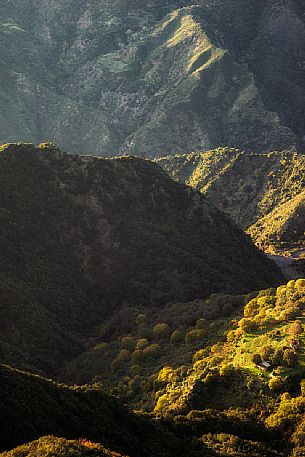 Overview of Amendolea fiumara river, Aspromonte national park, Calabria, Italy, Europe