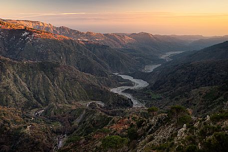 Overview of Tuccio fiumara river, Aspromonte national park, Calabria, Italy, Europe