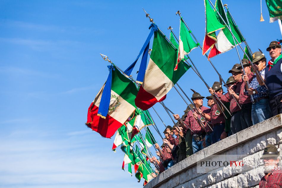 Tricolore flags raised during the commemoration of the fallen Cima Grappa
