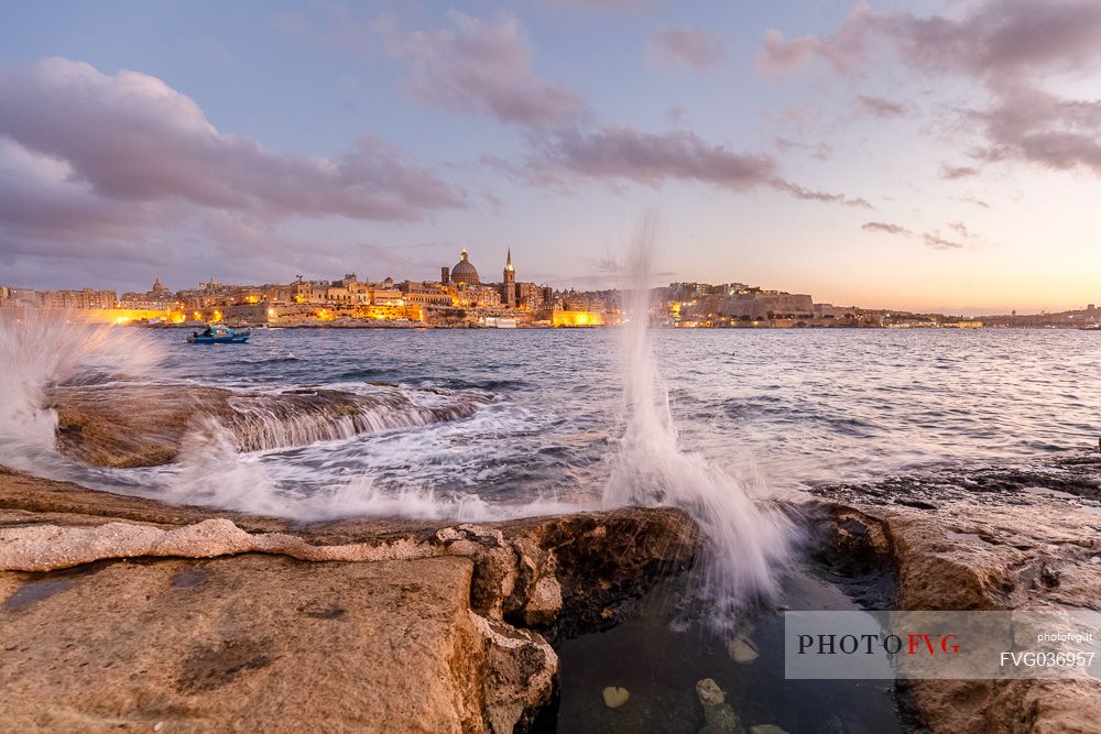 Valletta city at twilight, Malta, Europe