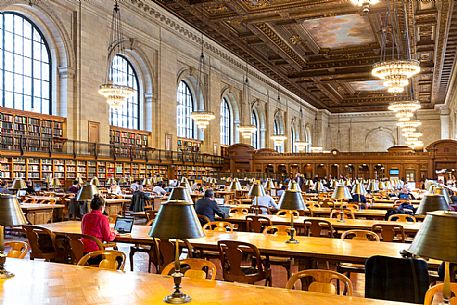 Rose Reading Room, the main reading room of the public library in New York reopens to the public after two years of restoration, New York, USA