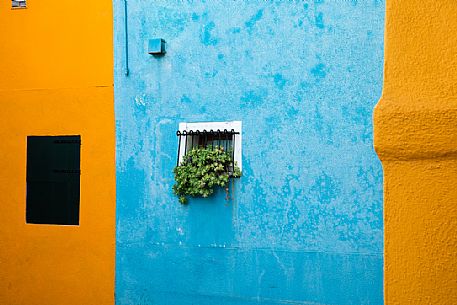 Detail of the colorful houses in Burano island, Venetian lagoon, Venice, Italy, Europe