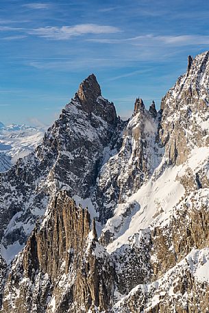 Aiguille Noire de Peuterey from Punta Helbronner which can be reached with the SkyWay Monte Bianco cable car, Monte Bianco, Courmayeur, Aosta valley, Italy, Europe