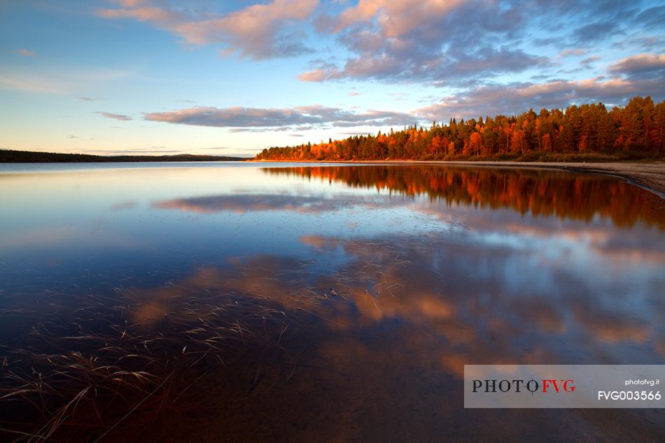 Autumnal sunset in finnish Lapland.