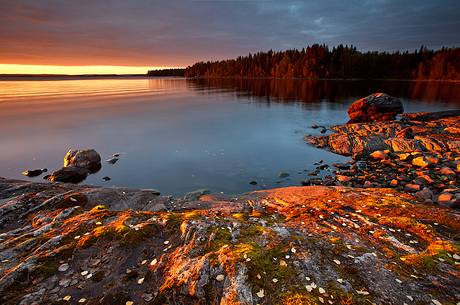 Sunset in finnish Lapland.