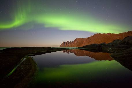 Northern lights over Tungeneset, Isle of Senja.