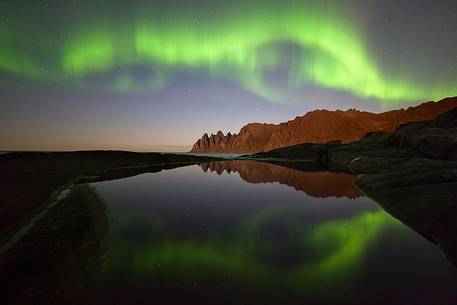 Northern lights over Tungeneset, Isle of Senja.