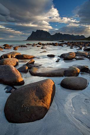 Sunrise at Utakleiv beach, Lofoten Islands.