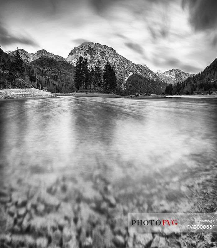 Lake Predil black and white panorama