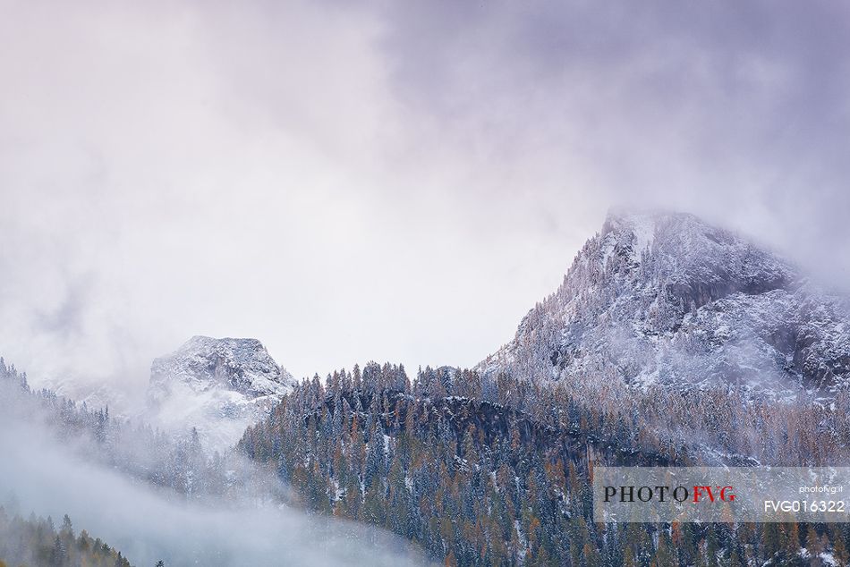 Dolomiti of Brenta,Natural Park of Adamello-Brenta, mountains through the fog