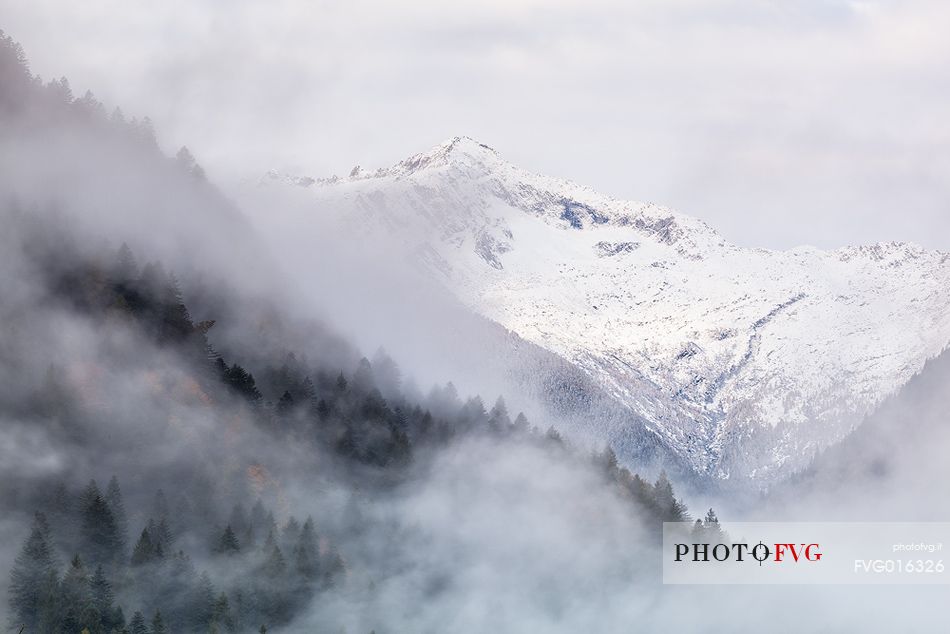 Dolomiti of Brenta,Natural Park of Adamello-Brenta, mountains through the fog