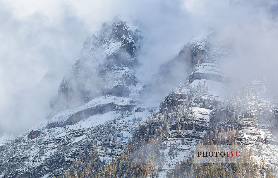 Dolomiti of Brenta,Natural Park of Adamello-Brenta, mountains through the fog