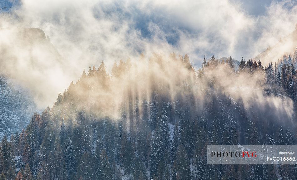 Dolomiti of Brenta,Natural Park of Adamello-Brenta, mountains through the fog