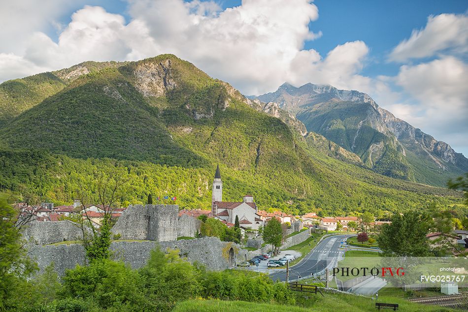 Venzone village. It was declared National Monument in 1965 as unique fortified village of the XIV century in the region, Friuli Venezia Giulia, Italy